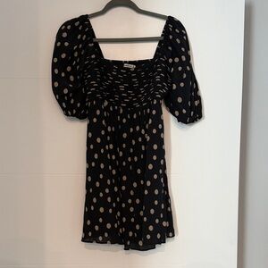 Abercrombie & Fitch Black Dress with Beige Polka Dots